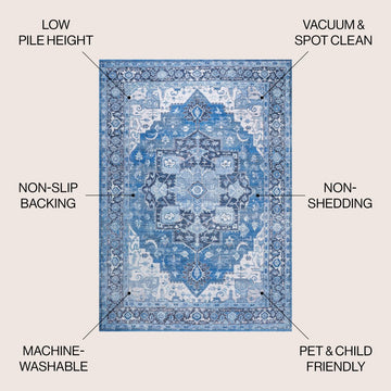 Maris Ornate Medallion Washable Area Rug
